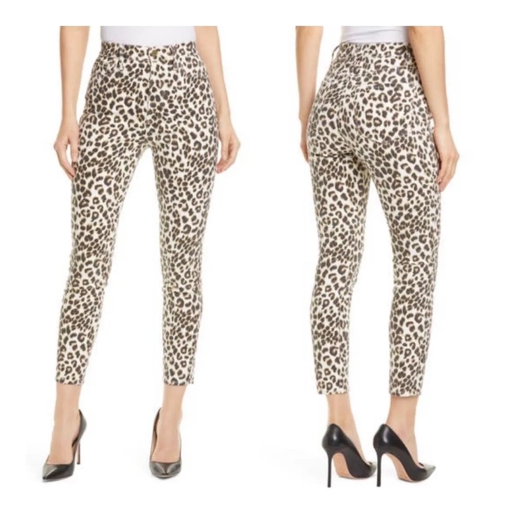 Frame leopard High-rise Cigarette jeans.